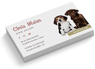 Visitenkarten gestalten | Hundesalon | 1-seitig | Querformat | Menge + Farbe + Papier zur Auswahl | selbst personalisieren | Hundefrisör | Groomer | Tierarzt (Weiß, 1000 Stück)