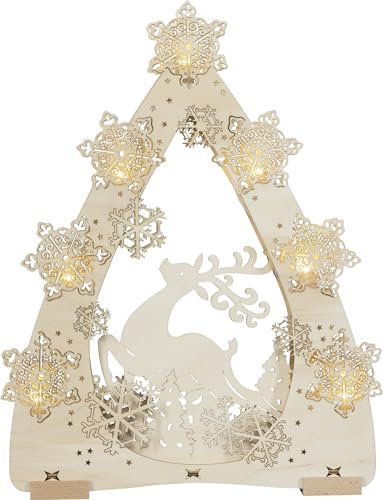 Rudolphs Schatzkiste Lichterspitze Winterzauber mit LED-Beleuchtung Natur BxHxT 31x40,5x4,5cm NEU Schwibbogen Lichterbogen Fensterbogen Spitzbogen Erzgebirge Weihnachten Bergbau Bergmann Licht Holz