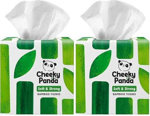 The Cheeky Panda Mouchoirs Papier Boîte | Boîte à Mouchoirs en Bambou | 56 Mouchoirs (Lot de 2)