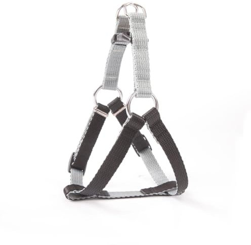 Dingo Hundegeschirr Walk-in/Step-in 'fred' Silver Twilight Hundegeschirre aus Band Große S Breite Band 1,6 cm Brustumfang 42-54 cm Schwarz-Grau 94451
