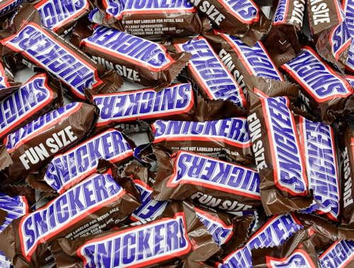 FUN SIZE Chocolate Candy Bars 1 lb – Bulk Bag, Peanut & Caramel Flavor, Sweet Snacks, Individually Wrapped (26 Pieces)