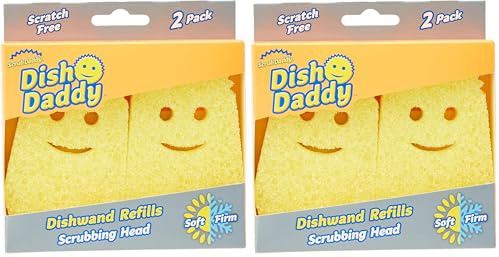 Scrub Daddy Dish - Daddy Dish Wand, Estropajo con Mango - Cabezales de Repuesto Compatibles con el Cepillo de Limpieza de Platos con Dispensador de Jabón - 2 Cabezas de Repuesto (Paquete de 2)