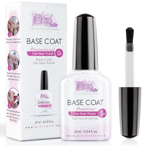 Gel Nail Polish Base Coat for Gel Nails UV-LED 10 ml Clear Universal Base Coat for All Brands of Gel Nail Polishes and Nail Gels. Results: Long-Lasting Nails!