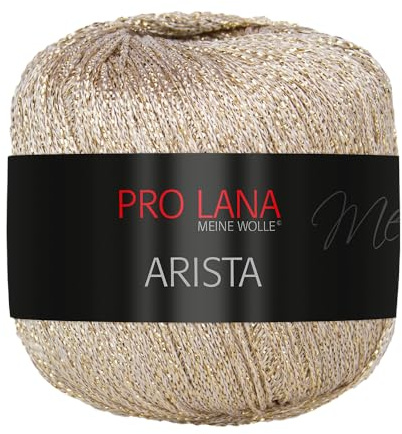 Frida's Wollhaus Pro Lana 25 g Arista Häkelgarn Effektgarn Glitzergarn Lurexgarn weich 12 Farben (302 | Hellgold)