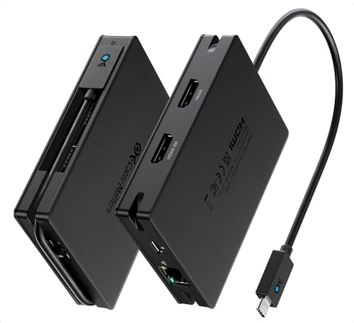 Cable Matters Portable 40Gbps Dual HDMI USB4 Hub, USB 4 Dock mit 2x4K@60Hz oder 1x4K@120Hz / 8K@30Hz, 100W PD, Gigabit Ethernet, Kompatibel mit Thunderbolt 4 für XPS, Surface Pro, iPad Pro