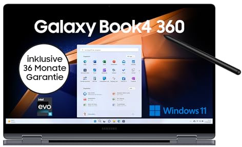 Samsung Galaxy Book4 360 Notebook, 15,6-Zoll-Display, Intel Core 5-Prozessor, 16 GB RAM, Laptop mit 256 GB Speicher, Gray, 3 Jahre Herstellergarantie [Exklusiv auf Amazon]