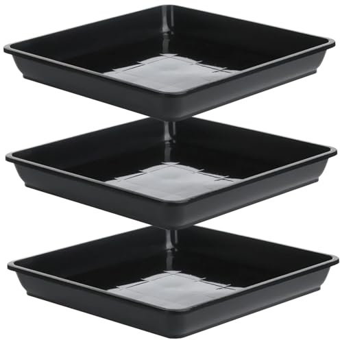 Plant Pot Saucers 3PCS Plant Tray Plastic Square Plant Tray Durable Plant Water Catcher Tray for Bonsai Flowers Succulent Pot Gardening Supplies Large