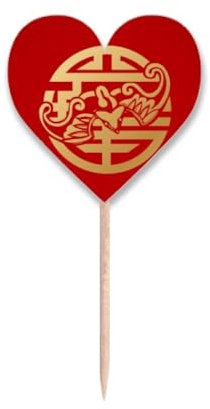 Palillos redondos de porcelana con diseño de animales, palillos de dientes, con etiqueta de corazón, palillos para cupcakes