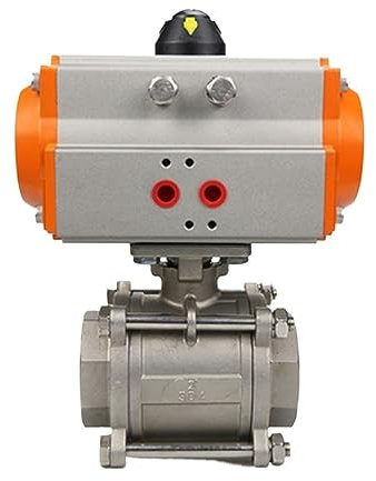 Kugelhahn-Set, Pneumatisch betätigter Kugelhahn DN8 DN10 DN15 DN20 DN25 DN32 DN40 DN50 Dreiteiliger pneumatischer Kugelhahn mit doppeltwirkendem Zylinder mit hoher Plattform(Color:DN50)