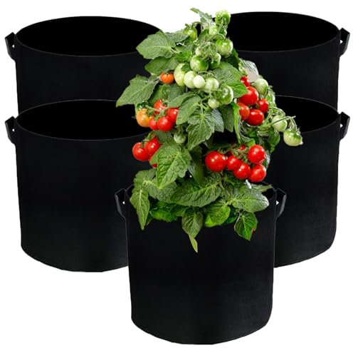 Biluer Sacs à Plantes, 5 PCS 11L Sac Pomme De Terre Sac a Patate Pot De Culture Sac De Culture Potager Exterieur Sac De Plantation