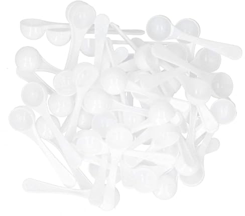 50 pièces cuillère à café cuillères à mesurer, 5 ml cuillère à café cuillère à long manche cuillère à médicaments cuillère à sucre cuillères à café en plastique réutilisables pour