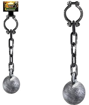 Halloween Ball & Chain Hanging Decoration Spooky Haunted House Prop Plastic Prisoner Convict Hang Up Decorations