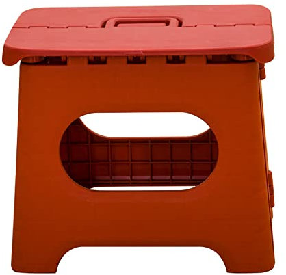 Klappbarer Tritthocker, Faltbare Hocker für Kinder und Erwachsene bis zu 300 Pfund für rutschfeste Oberfläche mit Tragegriff, zusammenklappbarer Hocker für Zuhause, draußen und (Vintage Red)