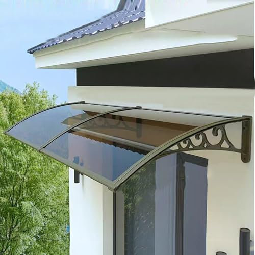 Marquise de Porte d’Entrée en Polycarbonate Anti-Uv à 99%,Auvent de Porte et Fenêtres Contre la Pluie,Auvent de Véranda de Jardin Extérieur,60/80/100/120/150 Cm en Option (80x120cm/32x47,Gold)
