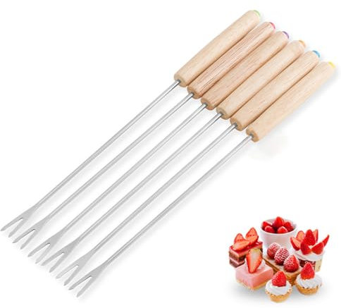 6 stücke Fondue Gabel Multifunktionale Edelstahl Holzgriff Fondue Gabel Für Obst Käse Fondue Schokolade Brunnen