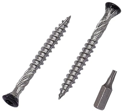 SKIR'CO (50 uds) Tornillos para madera de acero inoxidable de color negro de 4,0 x 40 mm, RAL 9005 tornillos para aglomerado, cabeza avellanada Torx, tornillos tipo 17