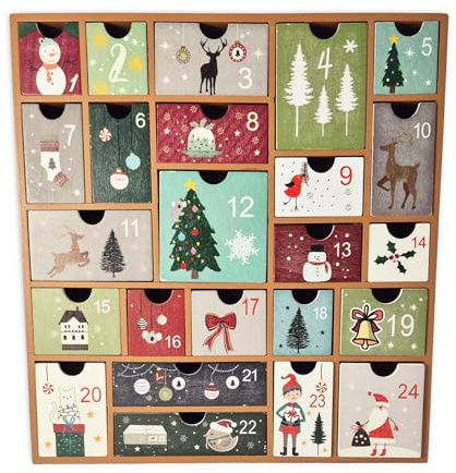 Wichtelstube-Kollektion Adventskalender 2025 zum befüllen, wiederverwendbar, größe Fächer Adventskalender Holz Weihnachtskalender Ideal für Kinder