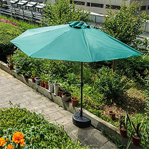 Mezzo ombrellone da giardino con funzione di inclinazione e base a croce, verde, per patio, piscina, terrazza, balcone, base d'acqua inclusa
