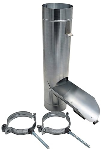zbs24 Regenrohrklappe 87mm in Titanzink, mit Laubsieb, konische Bauform für einen mühelosen Einbau, Set 1 mit 2 Rohrschellen zur sicheren Montage