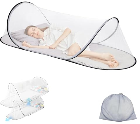 Moskitonetz Reise, 2025 Verstellbares Moskitonetz Pop Up Bett 200 x 100x 70 cm Camping Einzelnes Mückennetz Bett Faltbares Tragbares Einfache und Schnelle Installation (A)