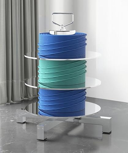 wire reel rack Heavy Duty Electric Wire Spool Rack, 3/4 Tier Adjustable Industrial Cable Reel Organizer - Stainless Steel Frame, 500lbs Capacity, for Workshop, Garage & Construction Sites(3 tier a)