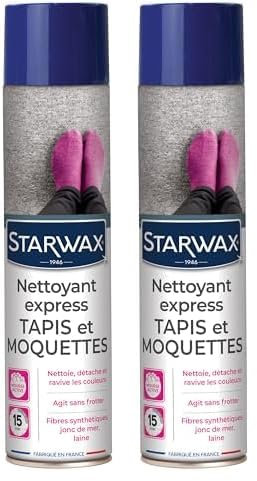 STARWAX - Pulitore express per tappeti e moquette in fibre naturali e sintetiche e giunco di mare - Pulisce e ravviva - Senza strofinare - Formula rapida - Prodotto in Francia - 600 ml