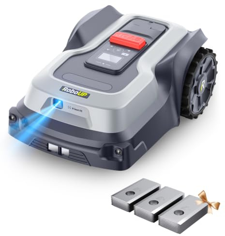 RoboUP Robot Tondeuse sans Fil Périphérique T600-800㎡, Tonte des Bordures | Limite Virtuelle, Gestion Multizone, Évitement d'obstacles en Temps Réel, Tonte Personnalisée Tondeuse Gazon Robot