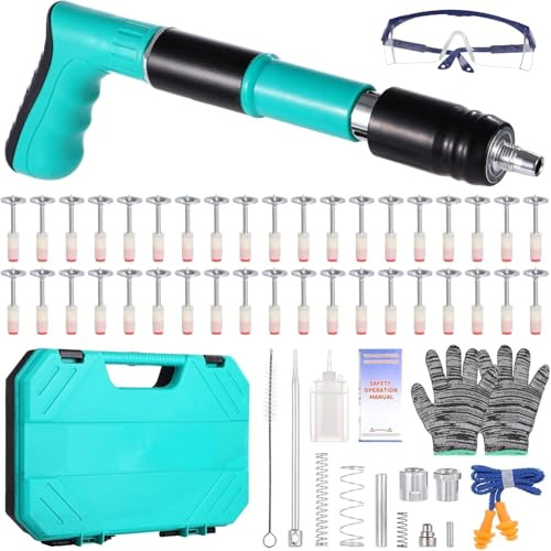 Mini pistolet à ongles portable, 200 clous ronds, pistolet à ongles en acier à 5 vitesses, pistolet à ongles portable, pistolet à ongles réglable pour murs en ciment, bois, plafond, maison