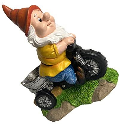 LIOOBO Zwergenstatue Aus Harz Dreirad-zwergskulptur Für Garten Teich Als Pastoralen Zwergenornament Kreativer Zwergenschmuck Mit Stabilen Standfuß Für Tischdeko Regaldeko