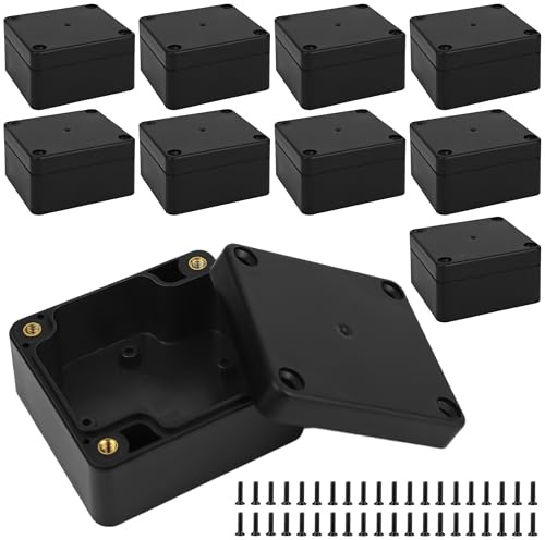 Axincardarm 10 Pcs IP65 Waterproof Junction Box Dustproof Electrical Project Box Plastic Outdoor Electrical Enclosure Junction Boxes (65 x 58 x 35mm, Black)