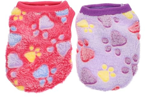 Toyvian 2 Stück Hundekostüm Aus Weichem Material Violett Und Rosafarbene Pfotenmuster Warmes Cosplay Outfit Für Kleine Hunde Party Und Outdoor Bekleidung