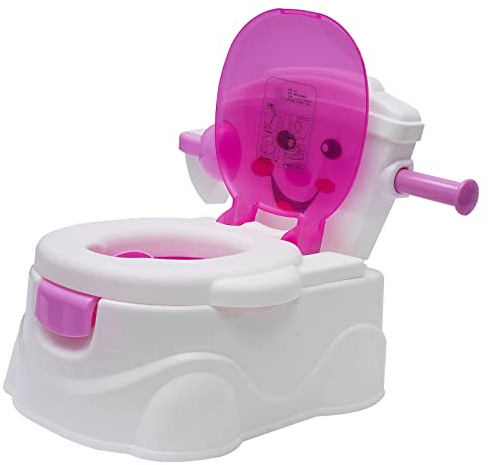 Kindertoilette,Kinder-Töpfchen， Baby Urinal Training mit Rückenlehne und Toilettensitz Tragbare Baby Toilette,Toilettentrainer für Kleinkinder von 6 Monaten bis 5 Jahre (Rosa)