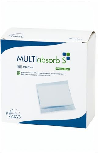MULTIabsorb MEDICAZIONI STERILI ASSORBENTI in tessuto e cellulosa, 10x10cm (Conf. 25 pezzi)