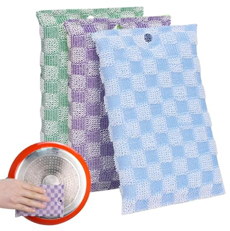 Torchon en fil non rayé - Chiffon pour lave-vaisselle en fil, lingettes absorbantes réutilisables, en fibre éponge, double face, pour cuisinière commerciale, comptoir d'évier