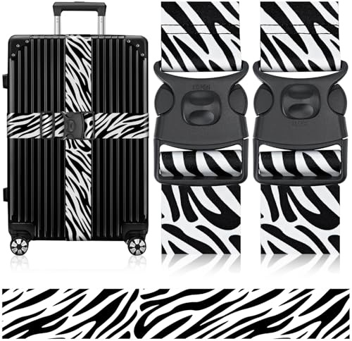 MOTONG 2 Stück Koffergurt-200CM Kofferband Verstellbare Rutschfestes, Kofferband Auffällig Personalisierte Zur schnellen Identifizierung Kofferbänder Kreuzgurt, Luggage Strap (Zebra)