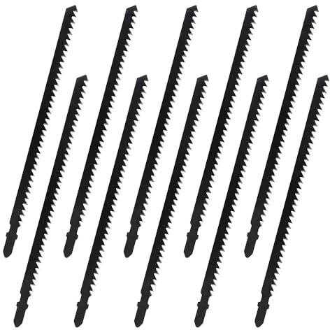180mm Extra Long Jigsaw Blades, 10Pcs Carbon Steel Jigsaw Tool Blades for Cutting Curves & Straight Lines, High Precision Jig Saw Blades for DIY & Professional Woodworking