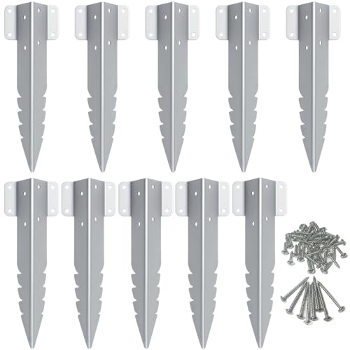 Hzxy Railway Sleeper Brackets, 10pcs Heavy Duty Metal Garden Sleeper Stakes | Metal Bracket Sleeper Spikes for Garden Edging, Galvanised Steel Jagged Railway Sleeper Stakes Fixings for Timber Raised Beds