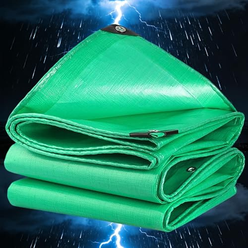Lona Impermeable Heavy Duty 200g/m² PE 1.6x1.8m Lona Impermeable Exterior,Gruesa de Resistente al Exterior, Lona de plástico Resistente a Las heladas y con protección UV para jardín Verde
