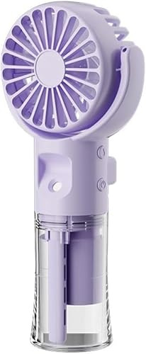 zeryor Ventilador portátil de mano, recargable de 4 velocidades, USB tipo C, con tanque de agua transparente, para el hogar, la oficina, al aire libre (morado)