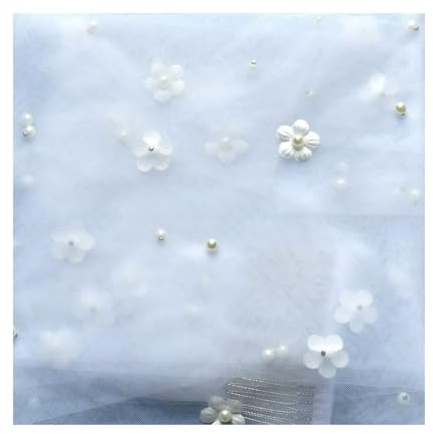 Schleier braut Hochzeitsschleier Blumen Perlen Weicher Tüll mit Kamm Langes Zubehör zum Verkleiden(WHITE,200cm)