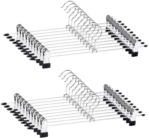 EssenFlolis Extra Long 38cm Metal Trouser Hangers with Clips, 20 Pack