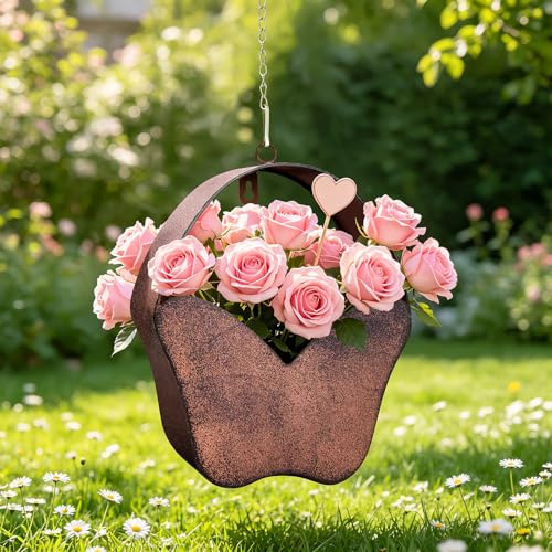 Mittimiya Rost Metall Blumentopf Hängend Schmetterlingsform | Garten Deko Draußen, Pflanzkübel für Wand, Fenster, Garten, Terrasse, Geschenke für Gartenliebhaber, Einzugsgeschenk