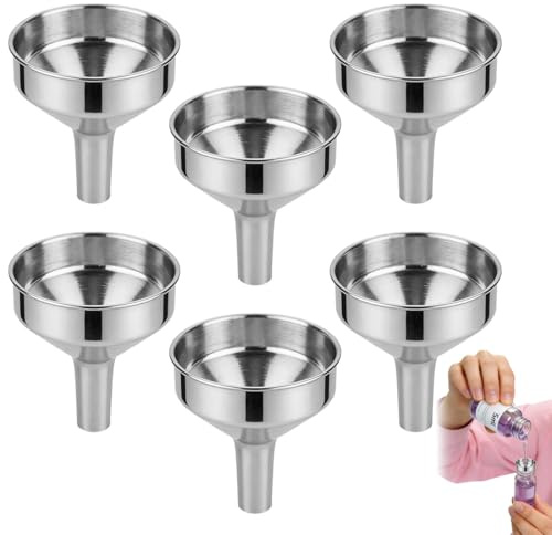 HYFZOD Set di 6 Imbuti in Acciaio Inox, Mini Imbuto Piccolo per Riempimento di Bottiglie con Collo Stretto, Perfetto per Profumi, Oli, Liquori e Cucina
