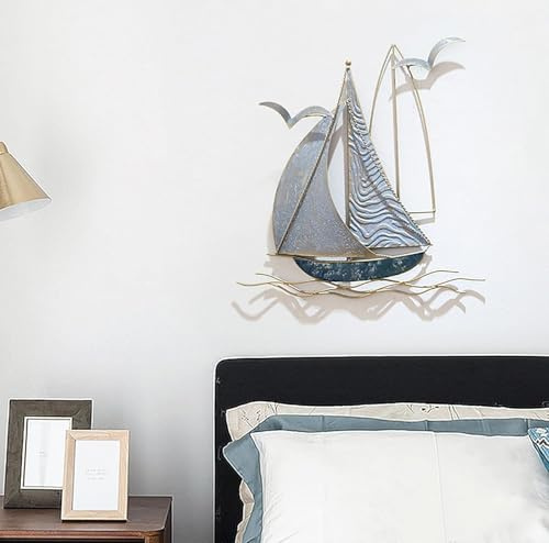 FUELIX 3D Segelschiffen Wanddekoration Maritime Deko Segelboot Wanddeko Maritim Metall Wanddeko Schiff Wanddeko Metall Badezimmer Für Hotel-Wohnzimmer-Schlafzimmer-Esszimmer A