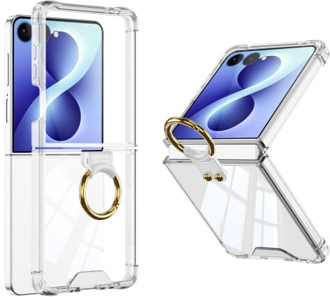FDHYFGDY Coque pour Samsung Galaxy Z Flip 8 Transparente Étui de Protection | Coque de Téléphone avec Anneau, Protection par Airbag, Case PC Ultra-Fine Anti-Rayures pour Galaxy Z Flip 8