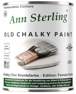 Ann Sterling 1Kg. Kreidefarbe Shabby Chic Feinste Farbe Innen und Außen Möbellack Bastellfarbe (Oldwhite Altweiß 01)