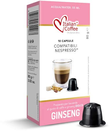 Italian Coffee 60 Capsule Compatibile con Nespresso (10 unità (Confezione da 6), Ginseng Dolce)