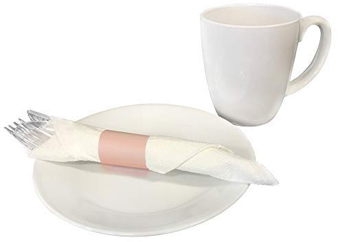 Raise Products Paper Napkin Bands Self Adhesive | Paper Napkin Rings Self-Adhering | Pre-Cut | Disposable | Safety Glue | Bond Paper | Pack of 500, 4.25” x 1.5”, Baby/Light Pink