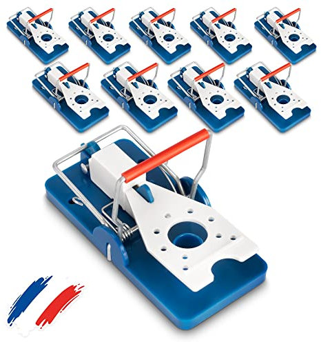 GARDIGO® Mausefalle 10er Set - Bunte Schlagfallen in Frankreich Farben | Schlagfalle für Mäuse zur Mäusebekämpfung | Wiederverwendbar Hygienisch | Stabile Falle aus Kunststoff | Mouse Trap Bunt