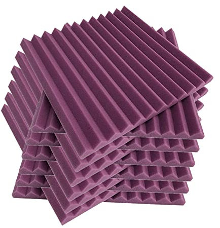 Schallschutz Schaum Matte Keilschaumstoff Schalldämmplatten 12 Stück Noppenschaumstoff Schaum-Fliesen für Tonstudio, Büro, Arbeitszimmer, Partykeller, Heimstudio (Lila)